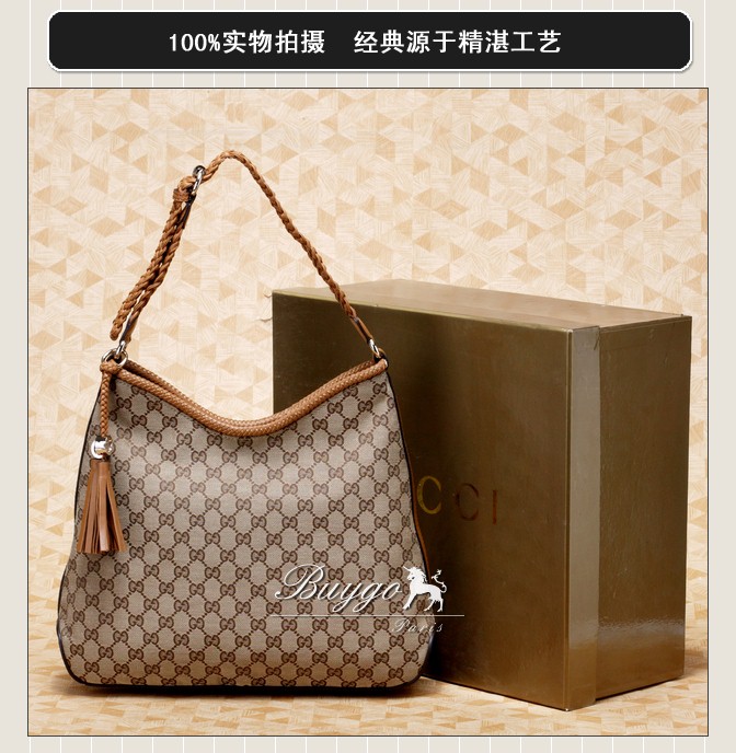 グッチ バッグ スーパーコピーグッチ 257026 FWHDG 9662 Marrakech ミディアム ホーボーバッグ ベージュ×キャメルブラウン グッチ バッグ スーパーコピーグッチ 257026 FWHDG 9662 Marrakech ミディアム ホーボーバッグ ベージュ×キャメルブラウン