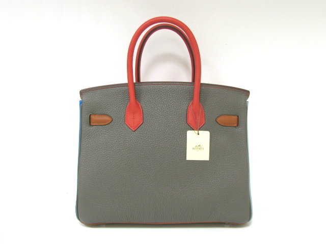 エルメス バーキン30/トリヨンクレマンス/エタン×オレンジ×サンギンヌ×ゴールド×ブルーリン×ブルーエレクトリック エルメス バーキン30/トリヨンクレマンス/エタン×オレンジ×サンギンヌ×ゴールド×ブルーリン×ブルーエレクトリック