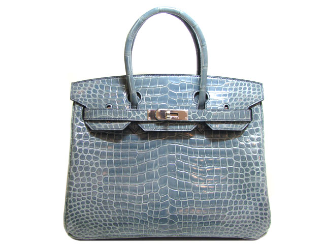 エルメス バーキン30クロコダイルポロサス-ブルージーン エルメス バーキン30クロコダイルポロサス-ブルージーン