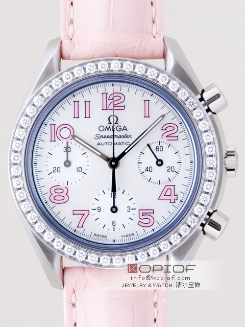 オメガ スピードマスター スーパーコピー3835.74.34 ダイヤベゼル ピンク皮 ホワイトシェルピンクアラビア オメガ スピードマスター スーパーコピー3835.74.34 ダイヤベゼル ピンク皮 ホワイトシェルピンクアラビア