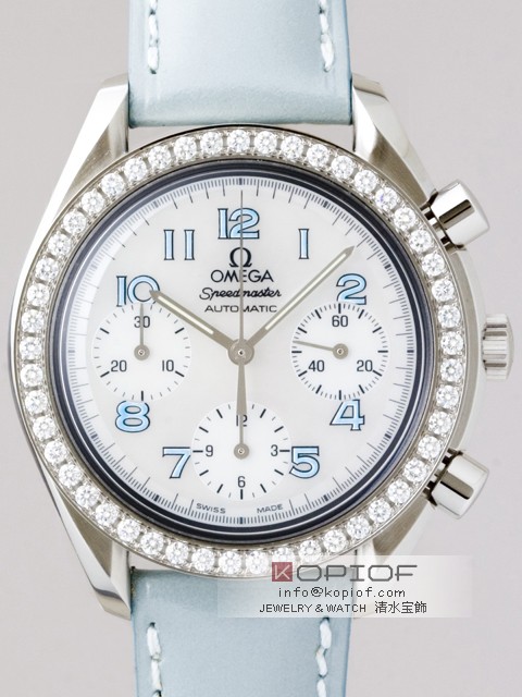 オメガ スピードマスター スーパーコピー3815.71.53 ダイヤベゼル ライトブルー皮 ホワイトシェルブルーアラビア オメガ スピードマスター スーパーコピー3815.71.53 ダイヤベゼル ライトブルー皮 ホワイトシェルブルーアラビア