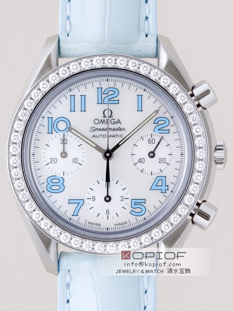 オメガ スピードマスター スーパーコピー3835.71.33 ダイヤベゼル ブルー皮 ホワイトシェルブルーアラビア オメガ スピードマスター スーパーコピー3835.71.33 ダイヤベゼル ブルー皮 ホワイトシェルブルーアラビア