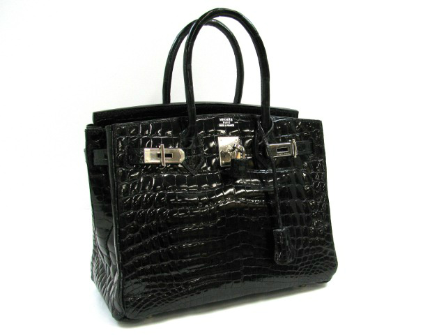 エルメス バーキン30/ブラック(シルバー金具)/クロコダイルニロティカス エルメス バーキン30/ブラック(シルバー金具)/クロコダイルニロティカス