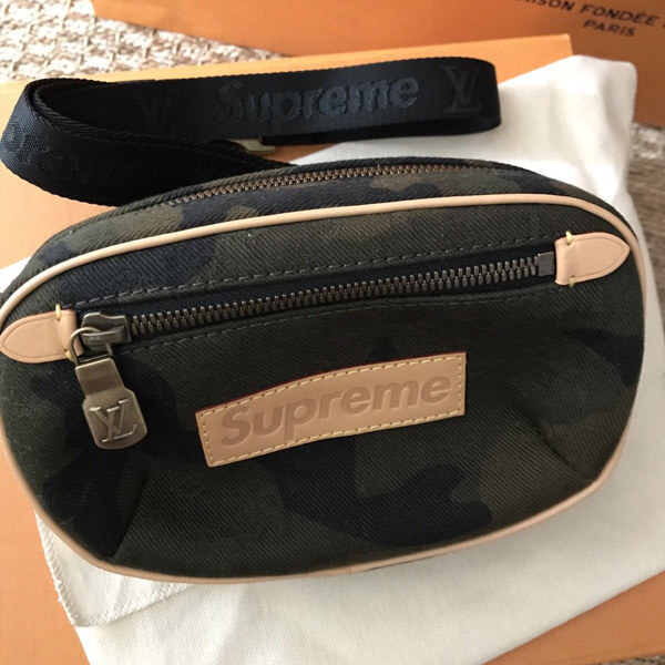 ルイヴィトン コピー × シュプリーム バムバッグ M44202 BUMBAG PM バムバッグ カモフラージュ
