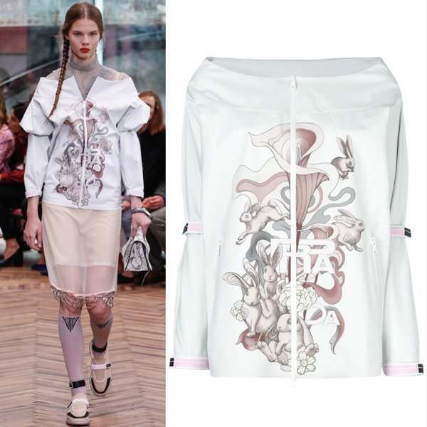 プラダ ラビット LOOK24 RABBIT &amp; LILY PRINTED OFF SHOULDER JACKET スーパーコピー