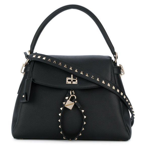 VALENTINO Rockstud シングルハンドル ブラック ヴァレンティノ バッグ スタッズ コピー