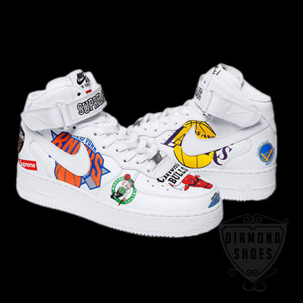 SS18 スーパーコピー シュプリーム ナイキ NBA スニーカー TEAMS AIR FORCE 1 MID WHITE