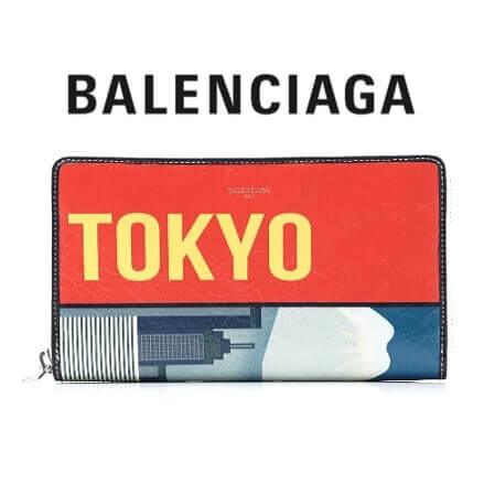 18SS新作 バレンシアガ 財布コピー バザール ラウンドZIP長財布 TOKYO バザール CUIR ARENAウォレット2
