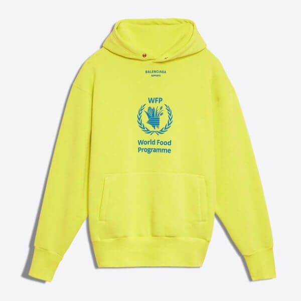 バレンシアガ WORLD FOOD PROGRAMMEフーディー YELLOW / NAVY 世界食糧計画バレンシアガ バレンシアガ WORLD FOOD PROGRAMMEフーディー YELLOW / NAVY 世界食糧計画バレンシアガ
