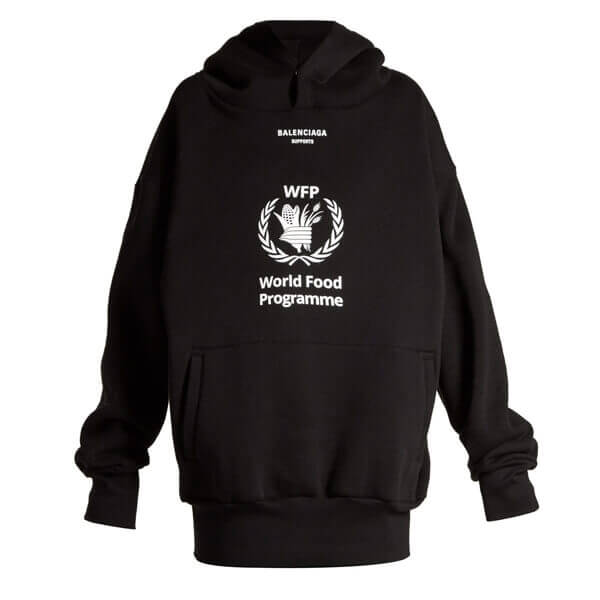 バレンシアガ 世界食糧計画PROGRAMME コットンフーディー ブラン/ノワール バレンシアガ 世界食糧計画PROGRAMME コットンフーディー ブラン/ノワール
