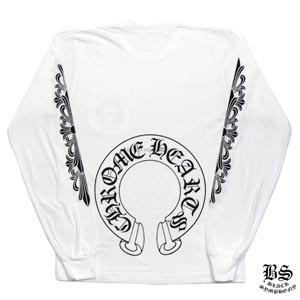 2020AW Chrome Hearts クロムハーツTシャツ コピー ロングTシャツ ホースシュー&amp;フローラルクロス ホワイト