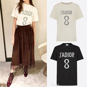 2020SS人気!☆ディオール☆&quot;レプリカJ'Aディオール 8&quot; コットンリネン*Tシャツ＊843T03TC428_X0200