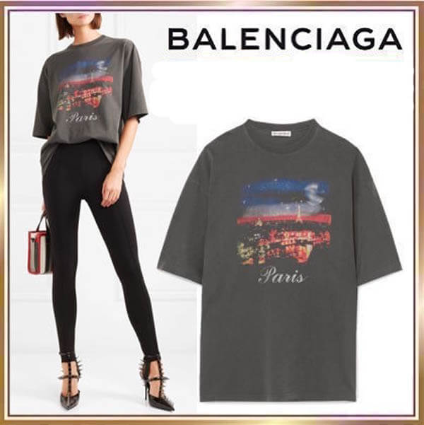 バレンシアガ tシャツ 偽物 大人気 Oversize Paris プリントTシャツ 480065TYK361055 バレンシアガ tシャツ 偽物 大人気 Oversize Paris プリントTシャツ 480065TYK361055