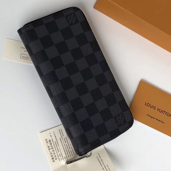 ルイヴィトン クロスグレインレザー コピー 長財布 ヴェルティカル グラフィット N63095 ダミエグラフィット