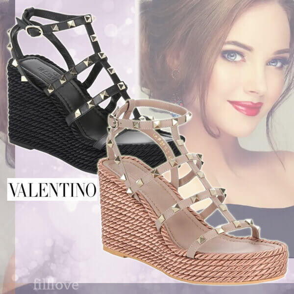 ヴァレンティノ サンダル コピー Valentino 靴 綺麗で歩きやすい 優雅な ウェッジ サンダル 2色