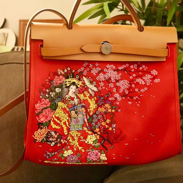 エルメス Herbag Zip 刺繍 エールバッグ・ジップ31 ブーゲンビリア エルメス Herbag Zip 刺繍 エールバッグ・ジップ31 ブーゲンビリア