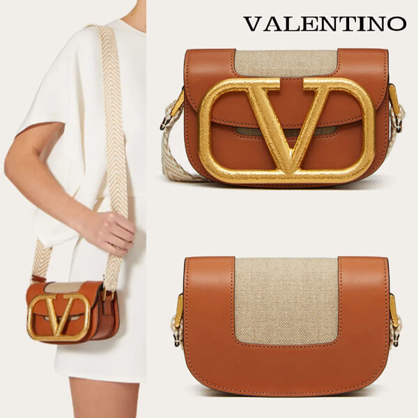 VALENTINO☆クロスボディBAG SUPERVEE リネンXレザー コピー
