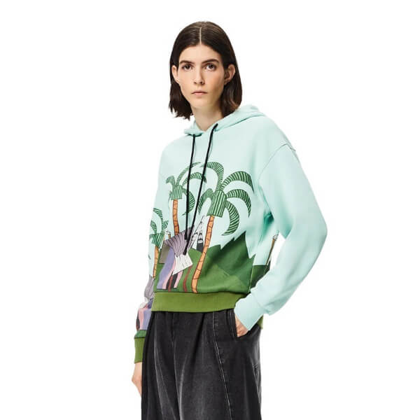 ロエベ★イースター アイランド プリント フーディー★コットン★S897Y25X01 ロエベ★イースター アイランド プリント フーディー★コットン★S897Y25X01