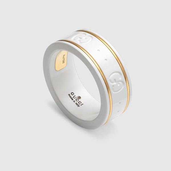 グッチ 18K ゴールド ライン GGパターン アイコン 偽物 リング 2色 グッチ 18K ゴールド ライン GGパターン アイコン 偽物 リング 2色