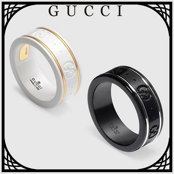 グッチ 18K ゴールド ライン GGパターン アイコン 偽物 リング 2色 グッチ 18K ゴールド ライン GGパターン アイコン 偽物 リング 2色