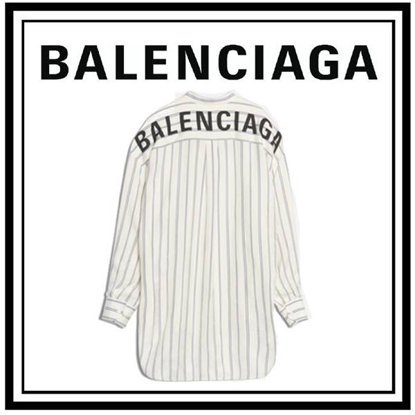 バレンシアガロゴ入り ストライプ シルク スウィングシャツ コピー 520497TDN039153 バレンシアガロゴ入り ストライプ シルク スウィングシャツ コピー 520497TDN039153