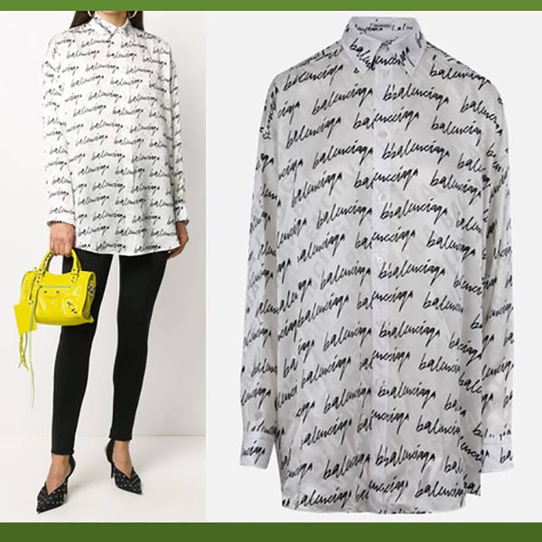 バレンシアガ☆ロゴプリントシャツ 偽物 623037TILU69040 バレンシアガ☆ロゴプリントシャツ 偽物 623037TILU69040