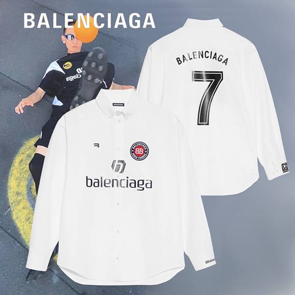 <バレンシアガ>サッカーシャツ 偽物 コットンポプリン★ホワイト <バレンシアガ>サッカーシャツ 偽物 コットンポプリン★ホワイト