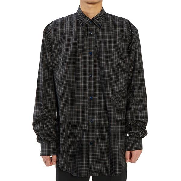 バレンシアガ★ロゴ入り メンズチェックシャツ ブラック 556878 TCM02 3258 バレンシアガ★ロゴ入り メンズチェックシャツ ブラック 556878 TCM02 3258