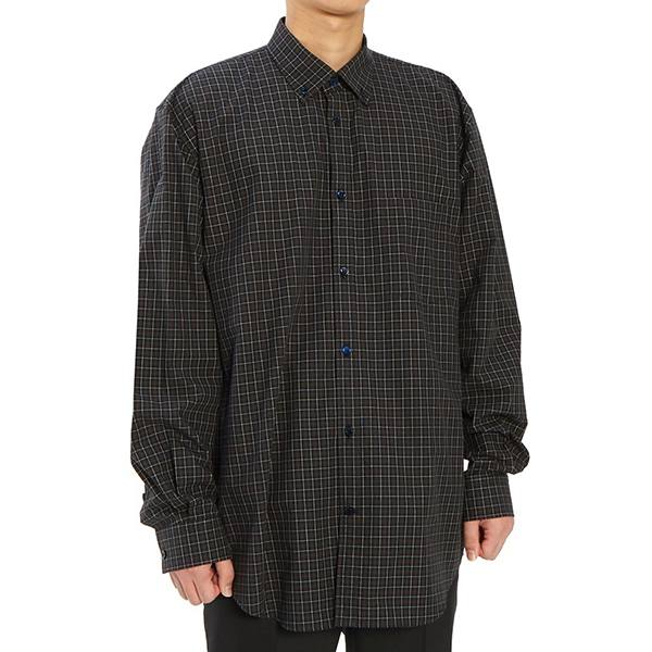 バレンシアガ★ロゴ入り メンズチェックシャツ ブラック 556878 TCM02 3258 バレンシアガ★ロゴ入り メンズチェックシャツ ブラック 556878 TCM02 3258