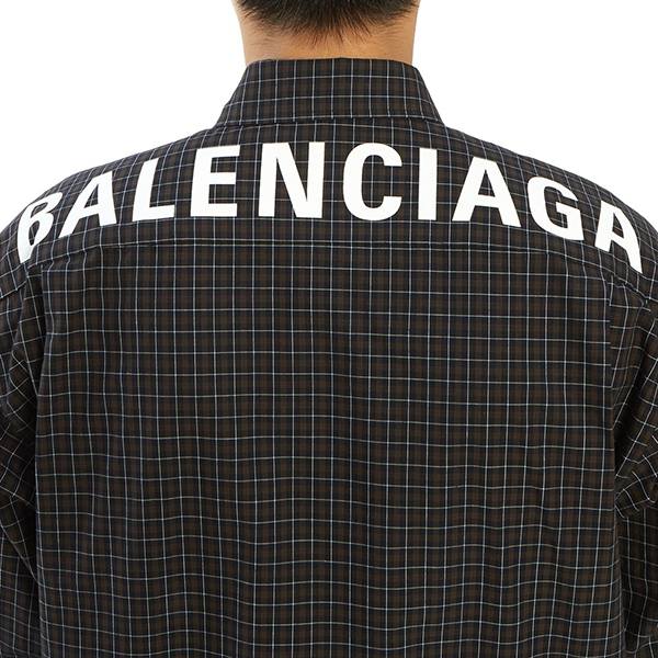 バレンシアガ★ロゴ入り メンズチェックシャツ ブラック 556878 TCM02 3258 バレンシアガ★ロゴ入り メンズチェックシャツ ブラック 556878 TCM02 3258