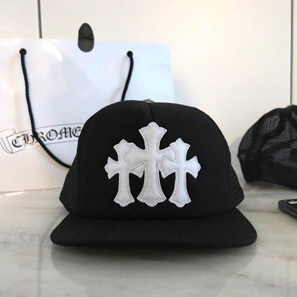 Chrome Hearts セメタリークロスレザーパッチ キャップ ブラック