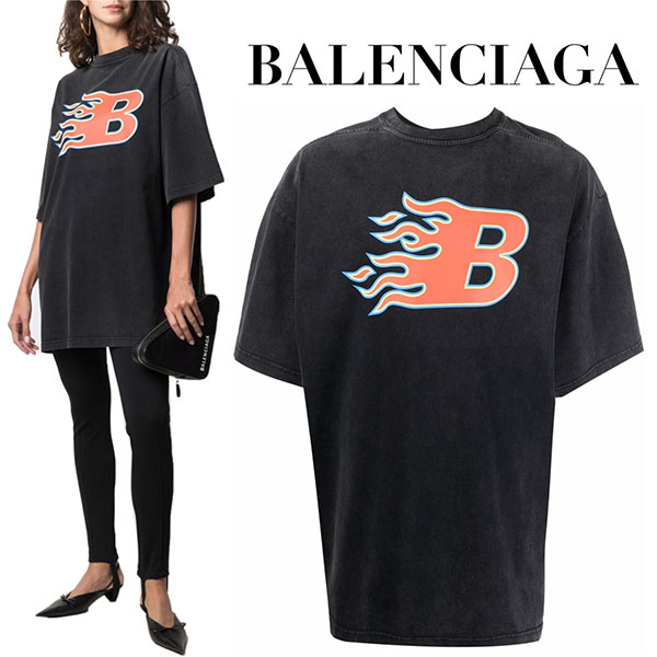 バレンシアガ 希少★SALE★FLAME ロゴ Tシャツ偽物656978TKV701076 バレンシアガ 希少★SALE★FLAME ロゴ Tシャツ偽物656978TKV701076