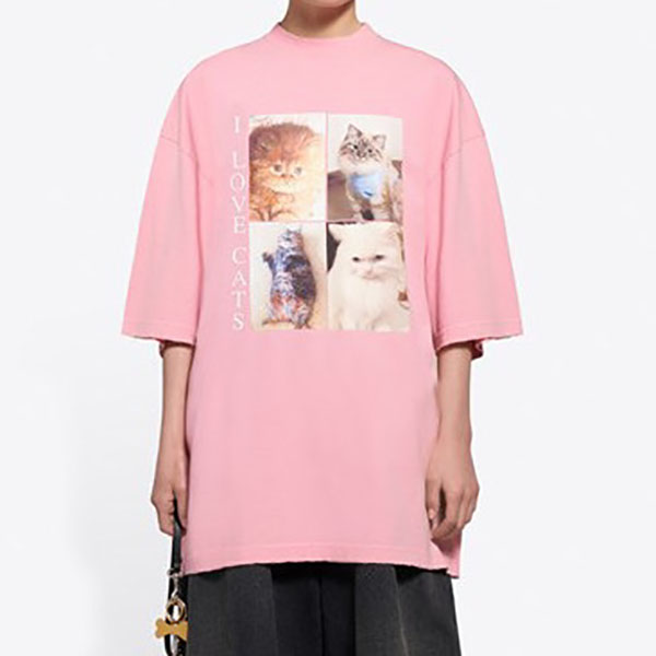 バレンシアガTシャツ偽物*I LOVE CATS 猫 プリント MEOW バックロゴ バレンシアガTシャツ偽物*I LOVE CATS 猫 プリント MEOW バックロゴ