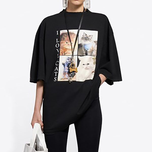 バレンシアガTシャツ偽物*I LOVE CATS 猫 プリント MEOW バックロゴ バレンシアガTシャツ偽物*I LOVE CATS 猫 プリント MEOW バックロゴ