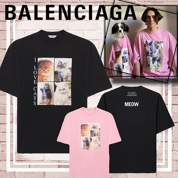 バレンシアガTシャツ偽物*I LOVE CATS 猫 プリント MEOW バックロゴ バレンシアガTシャツ偽物*I LOVE CATS 猫 プリント MEOW バックロゴ
