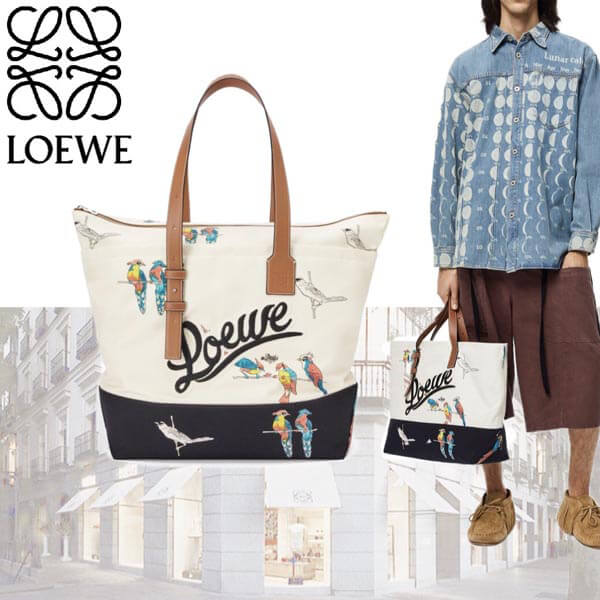 新作★ロエベ★ジップトート/パロット/プリントキャンバス 偽物カーフ B887J09X03 新作★ロエベ★ジップトート/パロット/プリントキャンバス 偽物カーフ B887J09X03