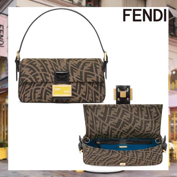 【フェンディ】ブラウン ジャガード FFロゴ バゲットバックコピー 8BR792AFPAF1BAH 【フェンディ】ブラウン ジャガード FFロゴ バゲットバックコピー 8BR792AFPAF1BAH
