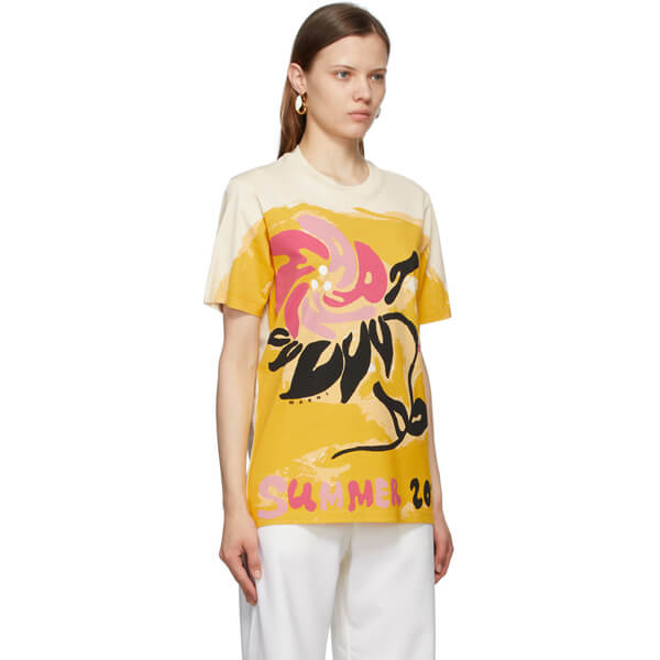 ◆マルニ◆ グラフィック Ｔシャツスーパーコピー / ベージュ