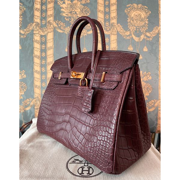 エルメス バーキン25 アリゲーターマットコピー ボルドー x ゴールド金具 エルメス バーキン25 アリゲーターマットコピー ボルドー x ゴールド金具