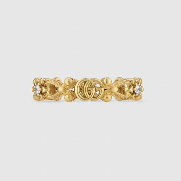 グッチ フローラ ダイヤモンド付き 18K リング偽物 GGロゴ 629827J85408000 グッチ フローラ ダイヤモンド付き 18K リング偽物 GGロゴ 629827J85408000
