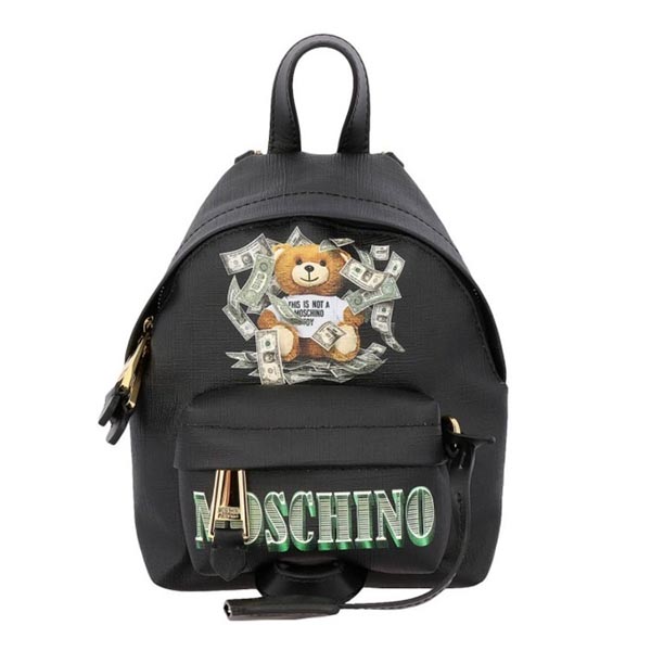 【モスキーノ】Dollar Teddy Backpack Mini偽物 ブラックA76378210