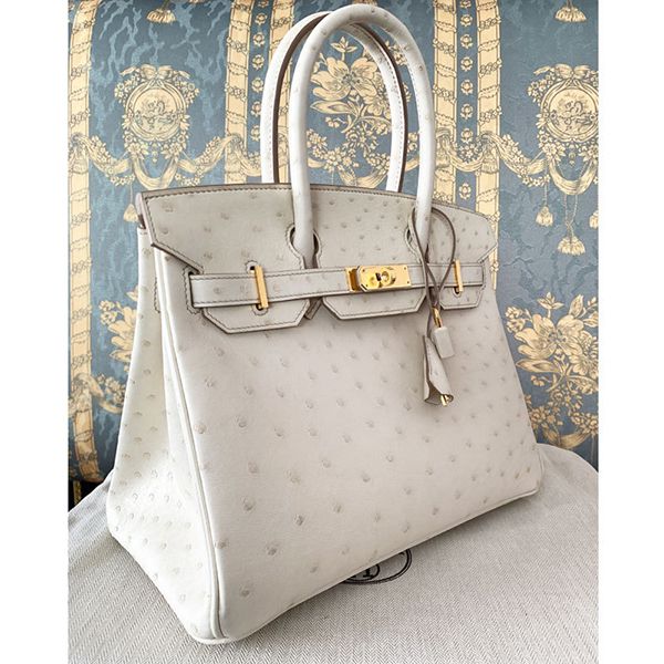 エルメス Birkin バーキン 30 オーストリッチ 偽物 ベトン Beton G金具 エルメス Birkin バーキン 30 オーストリッチ 偽物 ベトン Beton G金具