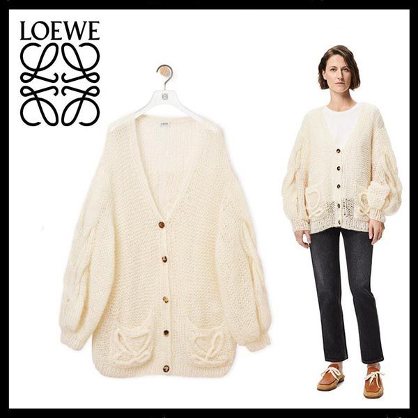 ロエベ☆モヘア アナグラム ニット コピーカーディガン オーバーサイズ S817Y16K11 ロエベ☆モヘア アナグラム ニット コピーカーディガン オーバーサイズ S817Y16K11