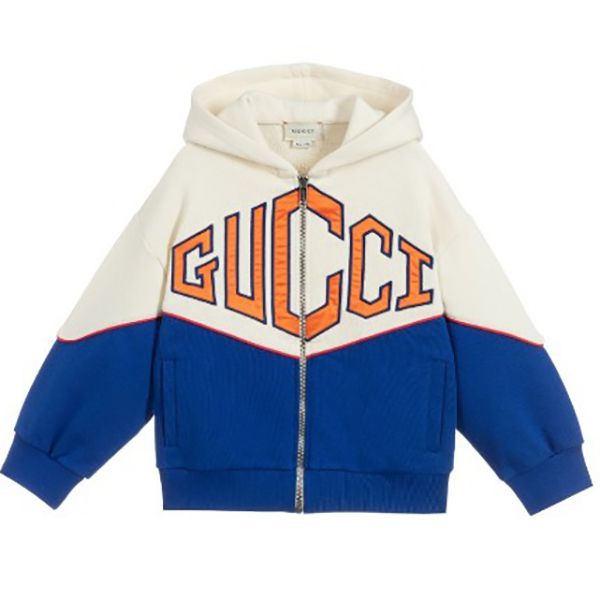 グッチ☆ ロゴ入り Ivory&amp;Blue ポケット コットン 偽物パーカー