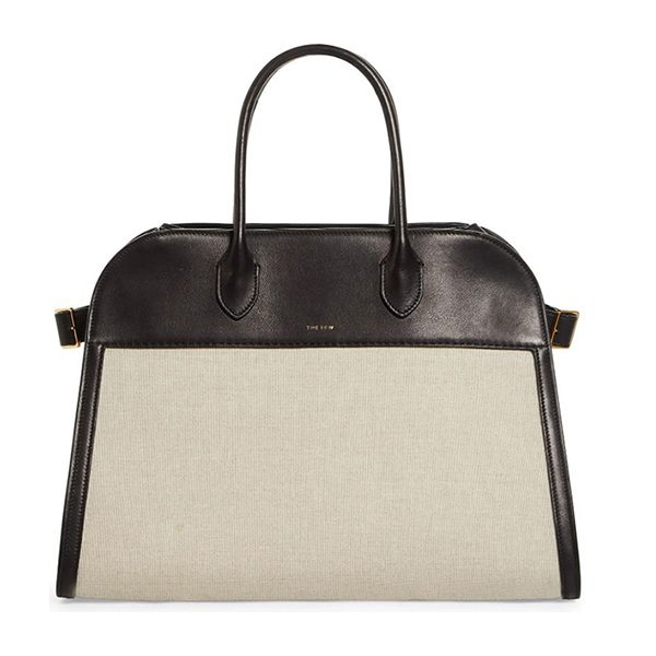 【THE ROW 偽物】Margaux 15 キャンバス&amp;レザー ハンドトートバッグ