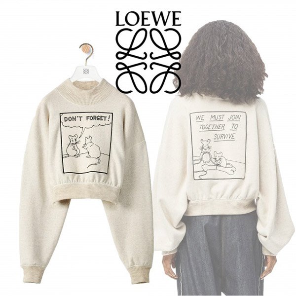 新作♪ロエベ クロップド パッチ スウェットシャツ 偽物 (コットン&リネン) 新作♪ロエベ クロップド パッチ スウェットシャツ 偽物 (コットン&リネン)