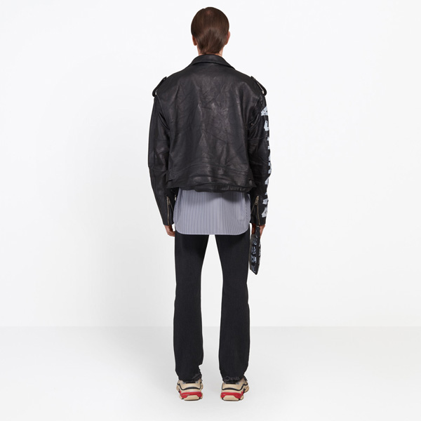 バレンシアガ レザージャケット バイカージャケット 袖にロゴ入り バレンシアガスーパーコピー