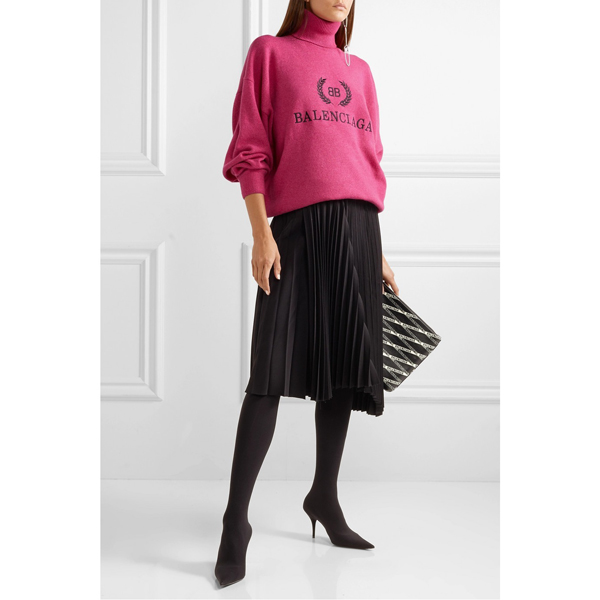 バレンシアガ★AW18/19★ウール&カシミヤ カシミヤ混ウール製 刺繍入りタートルネックセーター